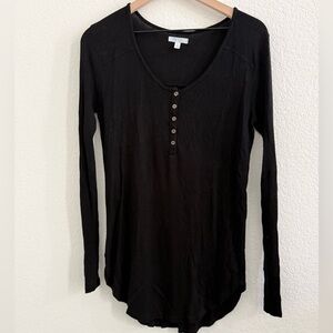 Abound // EUC Black Long Sleeve Henley Top